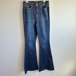 Judy Blues Flare Jeans Women's Size 11|30 Stretch Dark Wash High Rise Raw Hem